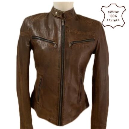 Rose Brown Leather Jacket